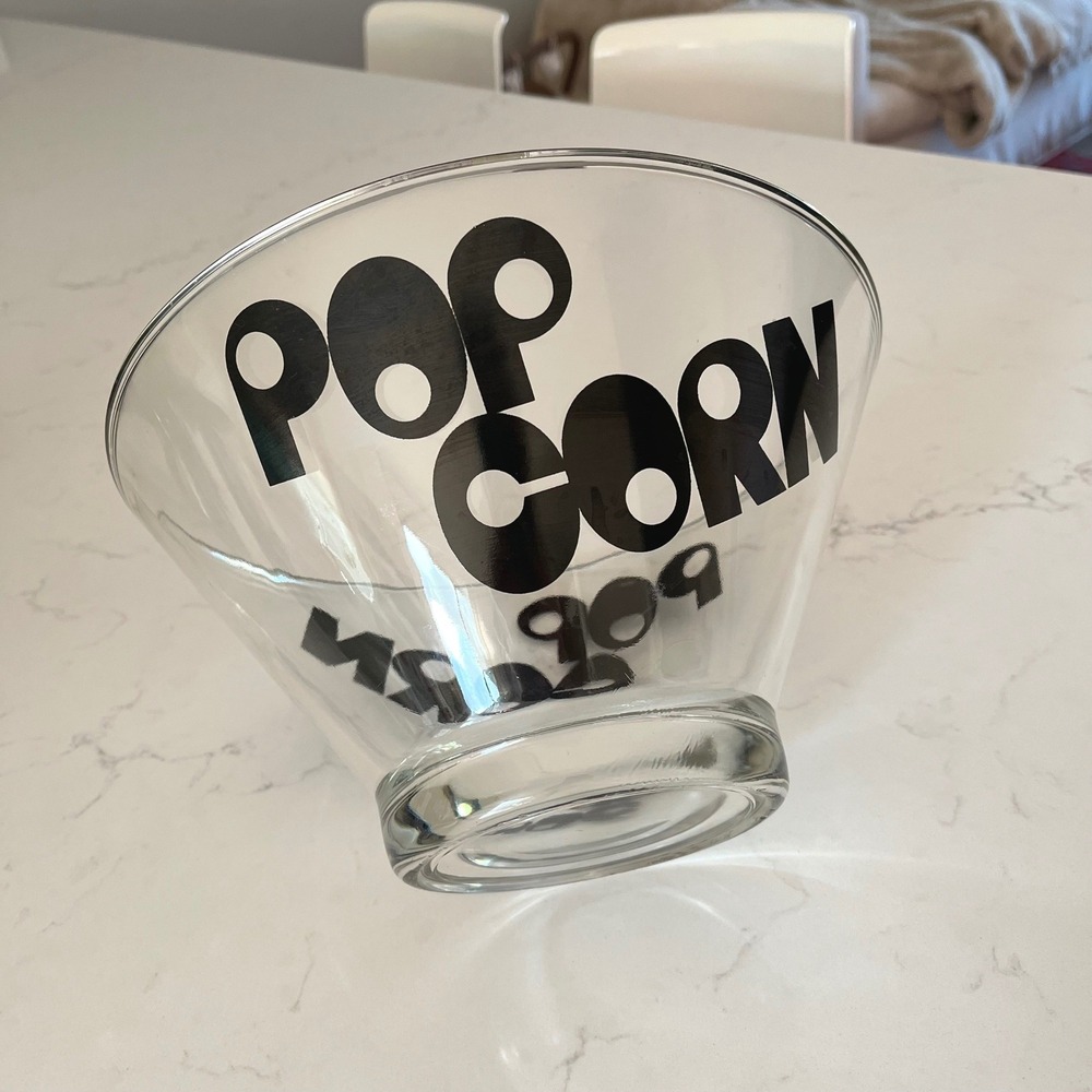 Vintage MCM Glass Pop Corn Bowl Large